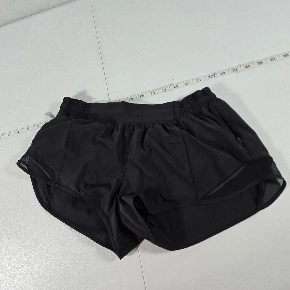 Lululemon Hotty Hot Short II Black Mesh Running Shorts Womens 10 LW7ARKR